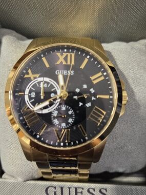 GUESS Gold and Black Men's Chronograph Watch